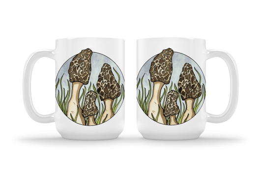 PinkPolish Design Coasters "Morel Mushrooms" 15oz Mug