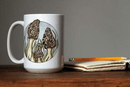 PinkPolish Design Coasters "Morel Mushrooms" 15oz Mug