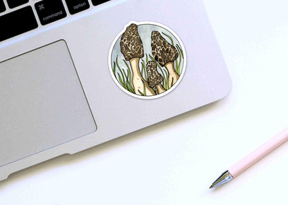 PinkPolish Design Stickers "Morel Mushrooms" Die Cut Vinyl Sticker