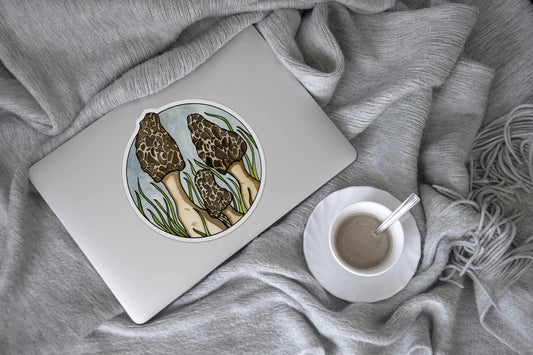PinkPolish Design Giant Stickers "Morel Mushrooms" Giant Vinyl Die Cut Sticker
