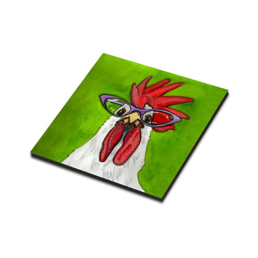 PinkPolish Design Magnets "Ms. Cluck" Wood Refrigerator Magnet