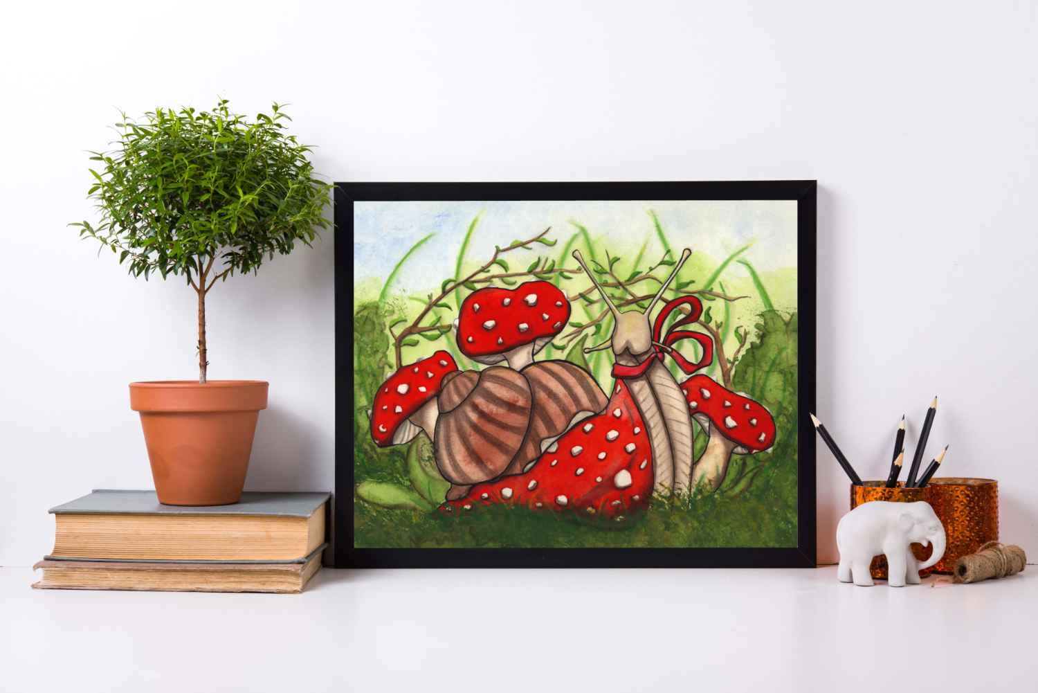 PinkPolish Design Art Prints "Ms. Fantabulous Snail" Watercolor Painting: Art Print