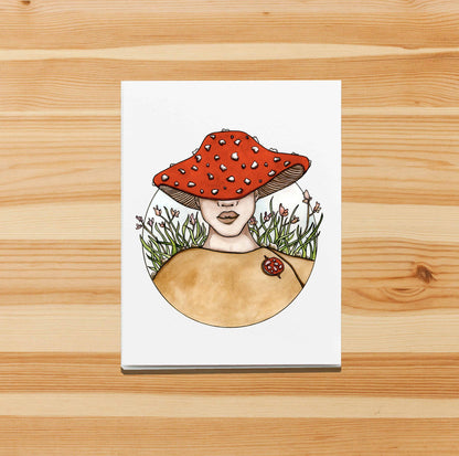 PinkPolish Design Note Cards "Mushroom Cap" Handmade Notecard