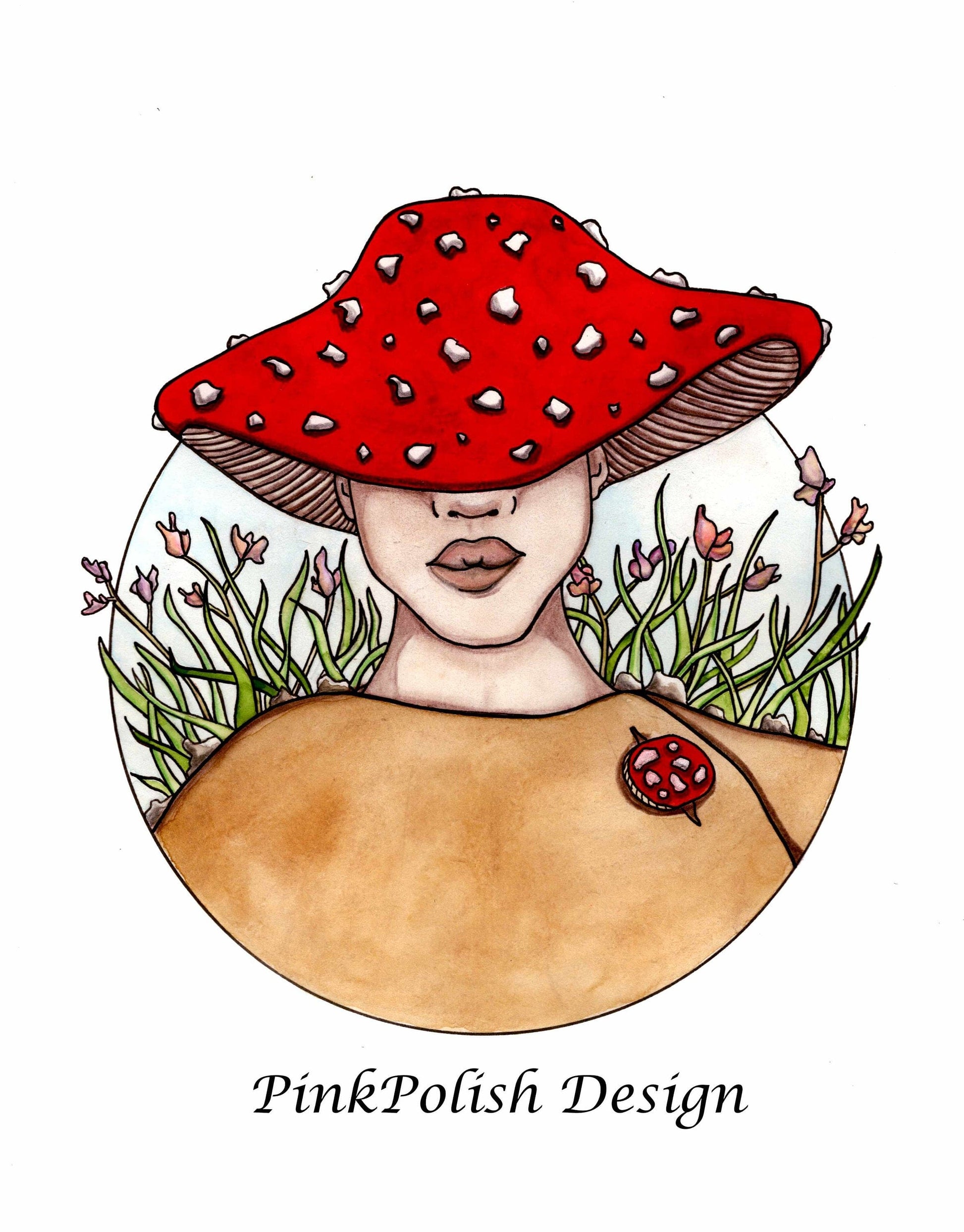PinkPolish Design Art Prints "Mushroom Cap" Watercolor Painting: Art Print