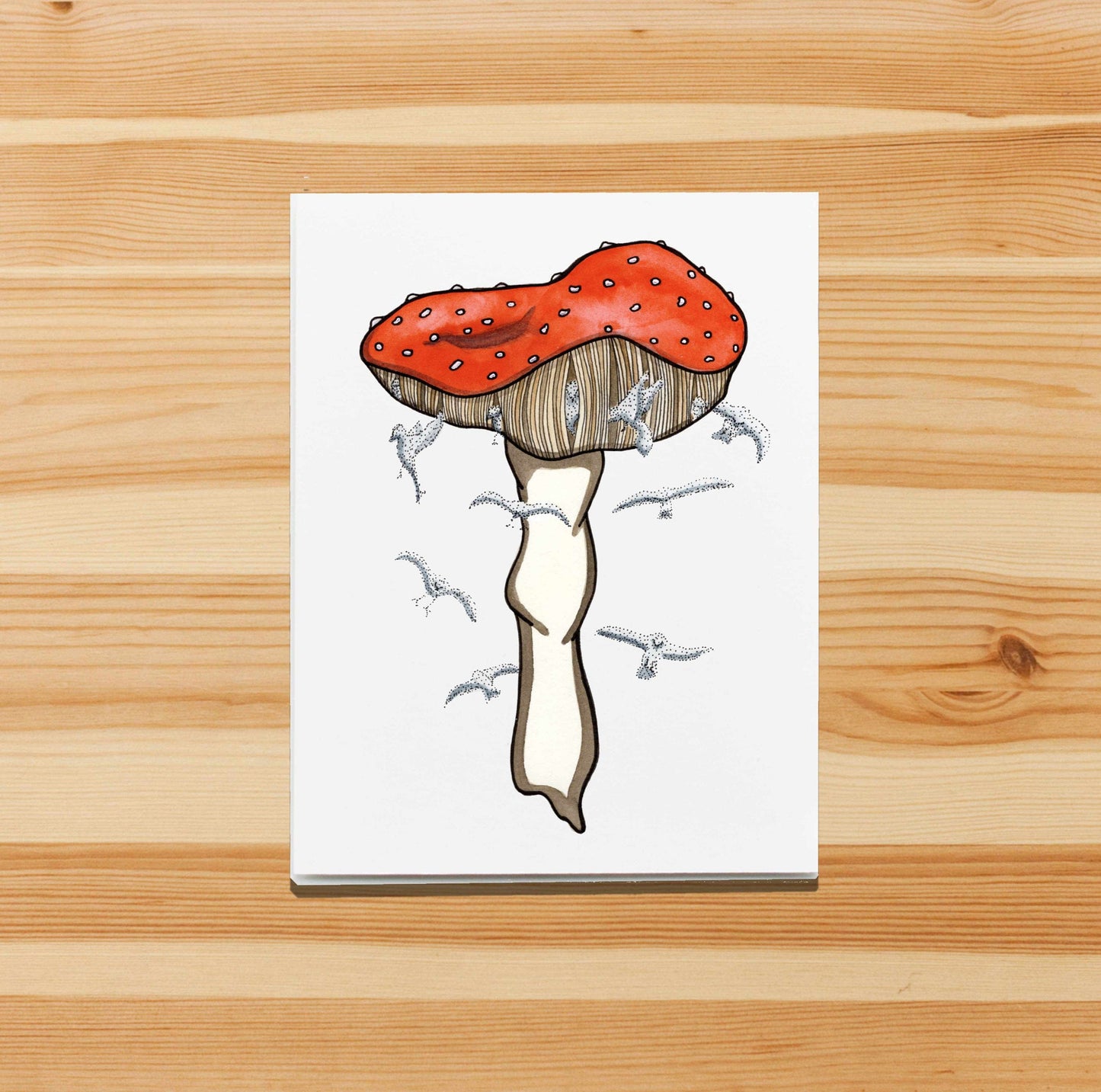 PinkPolish Design Note Cards "Mushroom Magic" Handmade Notecard