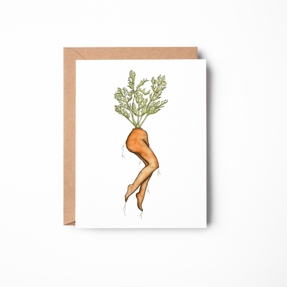 PinkPolish Design Note Cards "Naughty Carrot #1" Handmade Notecard