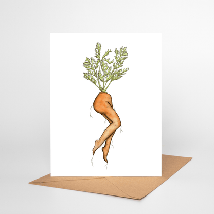 PinkPolish Design Note Cards "Naughty Carrot #1" Handmade Notecard