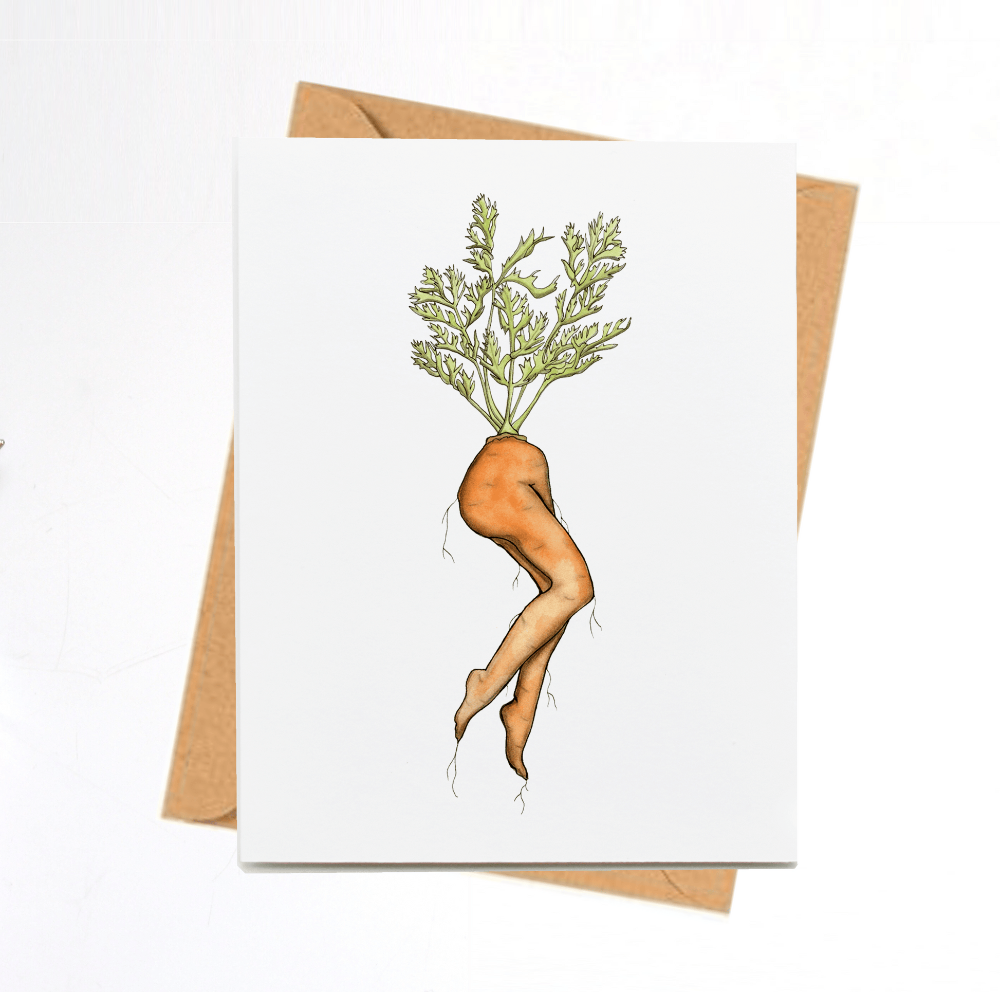 PinkPolish Design Note Cards "Naughty Carrot #1" Handmade Notecard