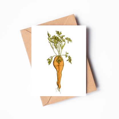 PinkPolish Design Note Cards "Naughty Carrot #2" Handmade Notecard