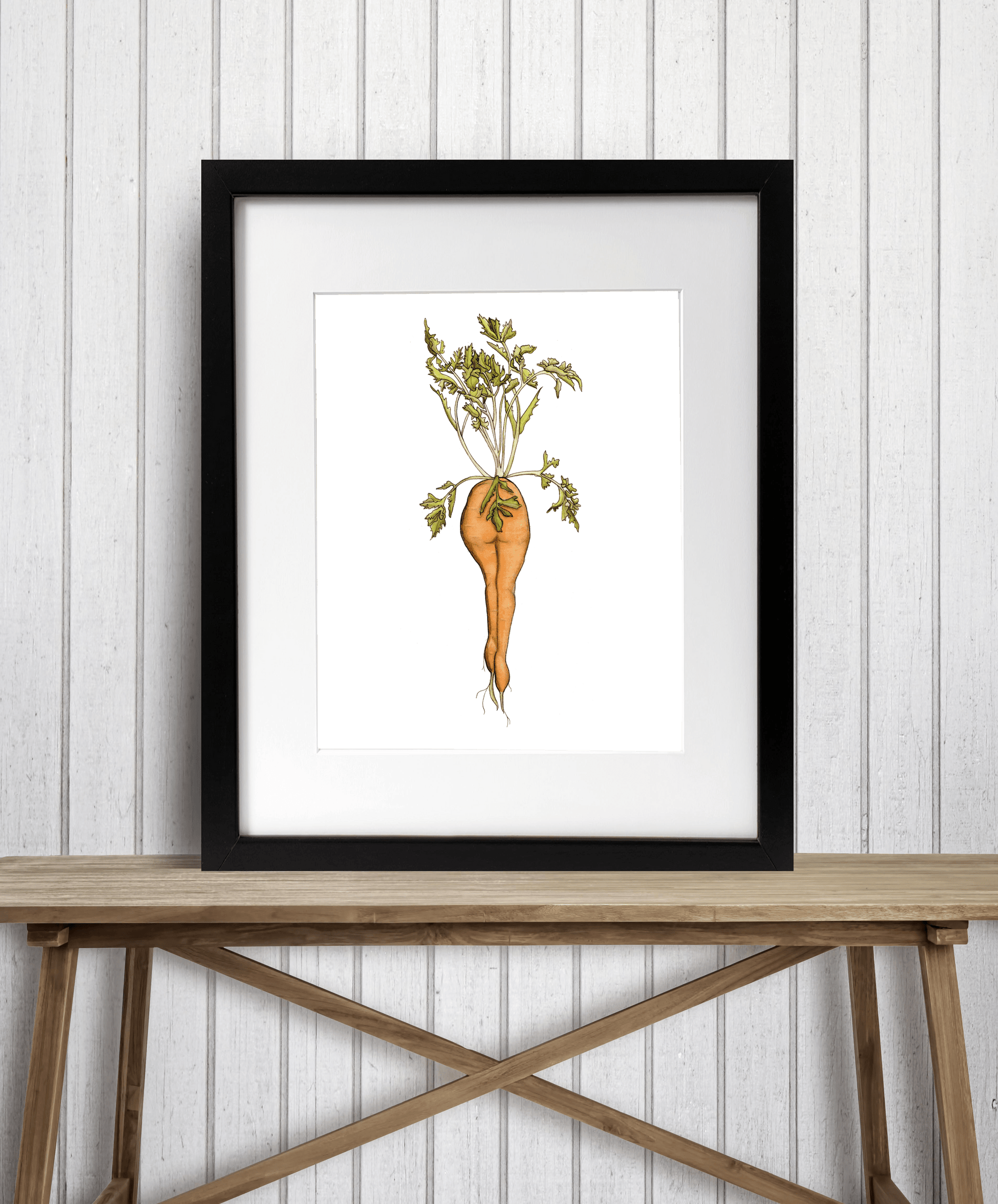 PinkPolish Design Art Prints "Naughty Carrot #2"  Watercolor Painting: Art Print