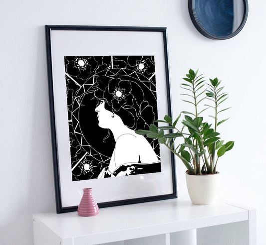 PinkPolish Design Posters, Prints, & Visual Artwork "Nouveau Tribute" Ink Drawing: Art Print