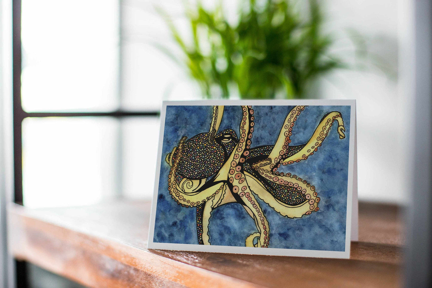 PinkPolish Design Note Cards "Octopus Genius" Handmade Notecard