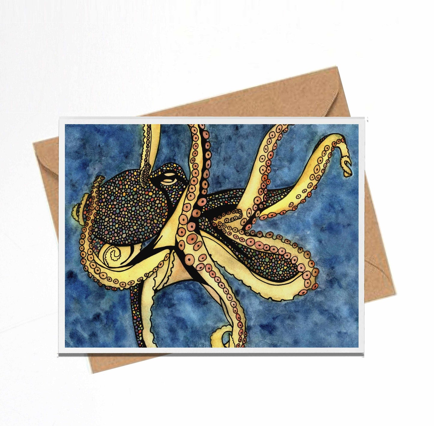 PinkPolish Design Note Cards "Octopus Genius" Handmade Notecard
