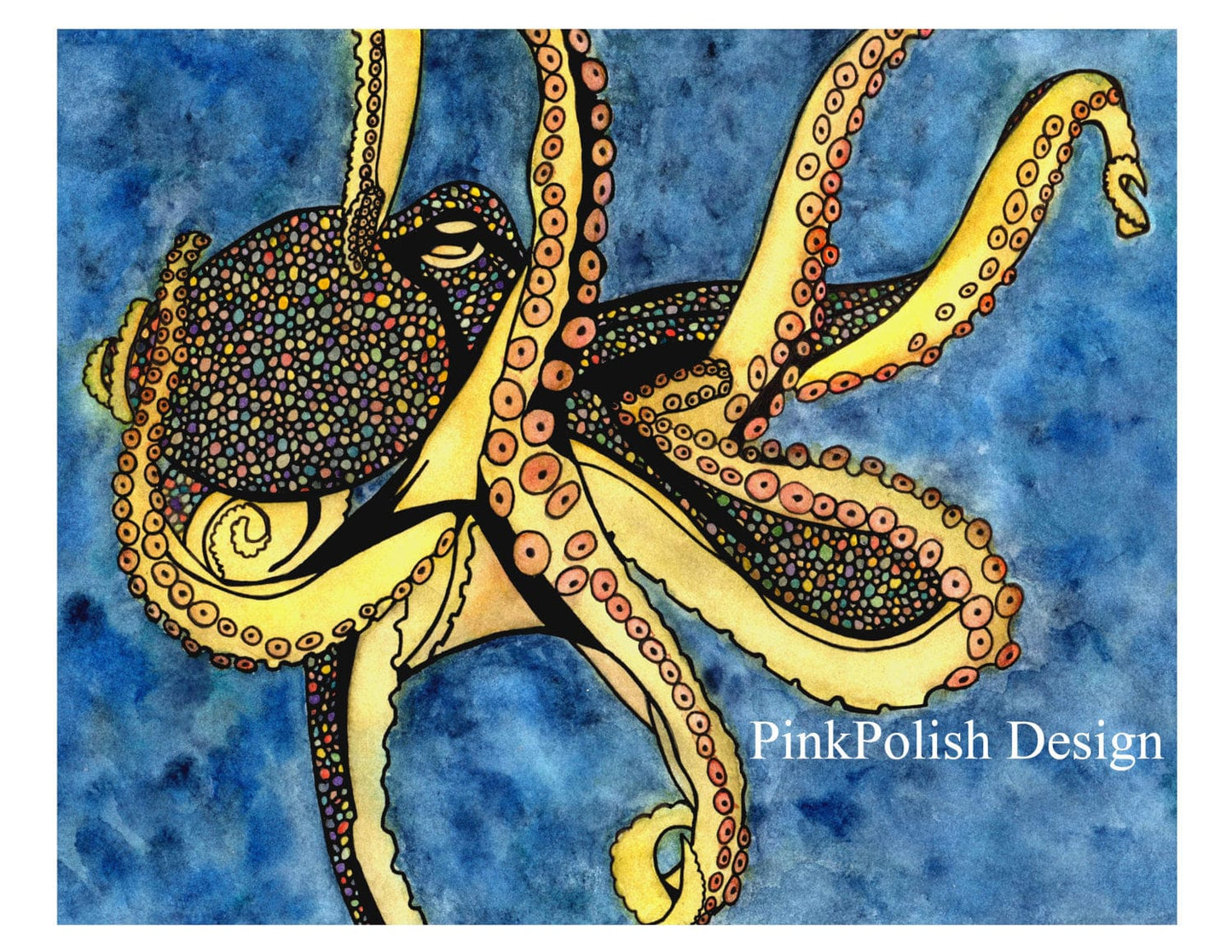PinkPolish Design Art Prints "Octopus Genius"  Watercolor Painting: Art Print