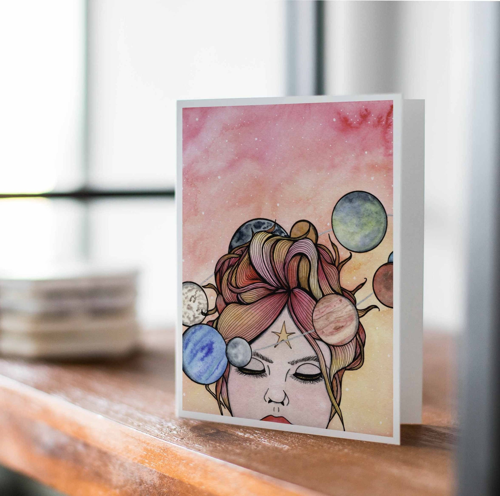 PinkPolish Design Note Cards "Orbit" Handmade Notecard