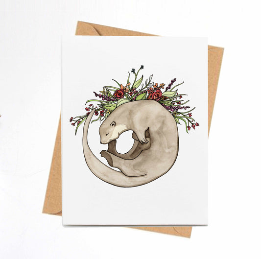 PinkPolish Design Note Cards "Otter Bouquet" Handmade Notecard