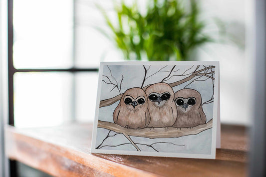 PinkPolish Design Note Cards "Owl Huddle" Handmade Notecard