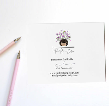 PinkPolish Design Note Cards "Owl Huddle" Handmade Notecard