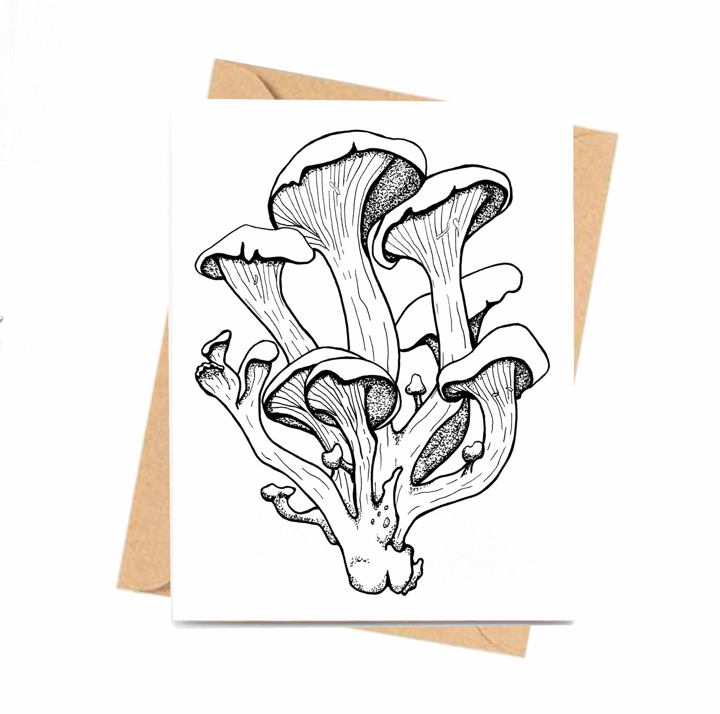 PinkPolish Design Note Cards "Oyster Mushrooms" Handmade Notecard