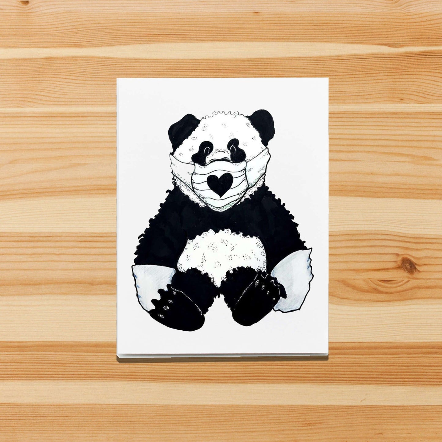 PinkPolish Design Note Cards "Panda-mic Bear" Handmade Notecard