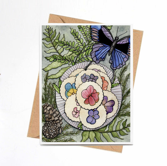 PinkPolish Design Note Cards "Pansy Shortbread" Handmade Notecard