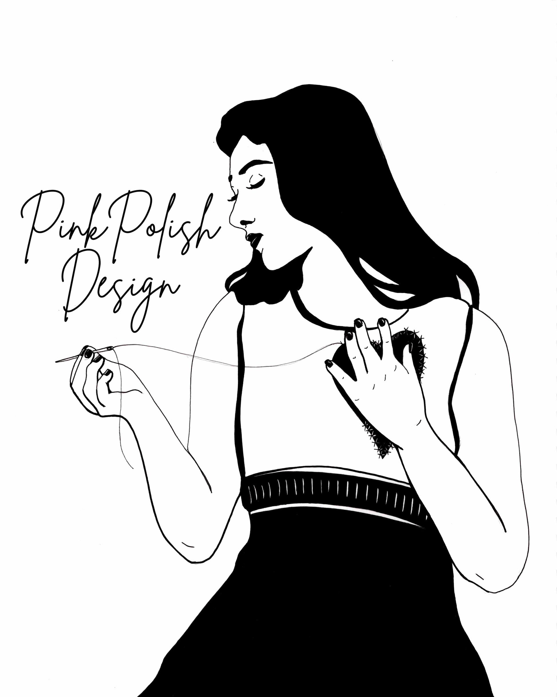 PinkPolish Design Art Prints "Patch" Ink Drawing: Art Print