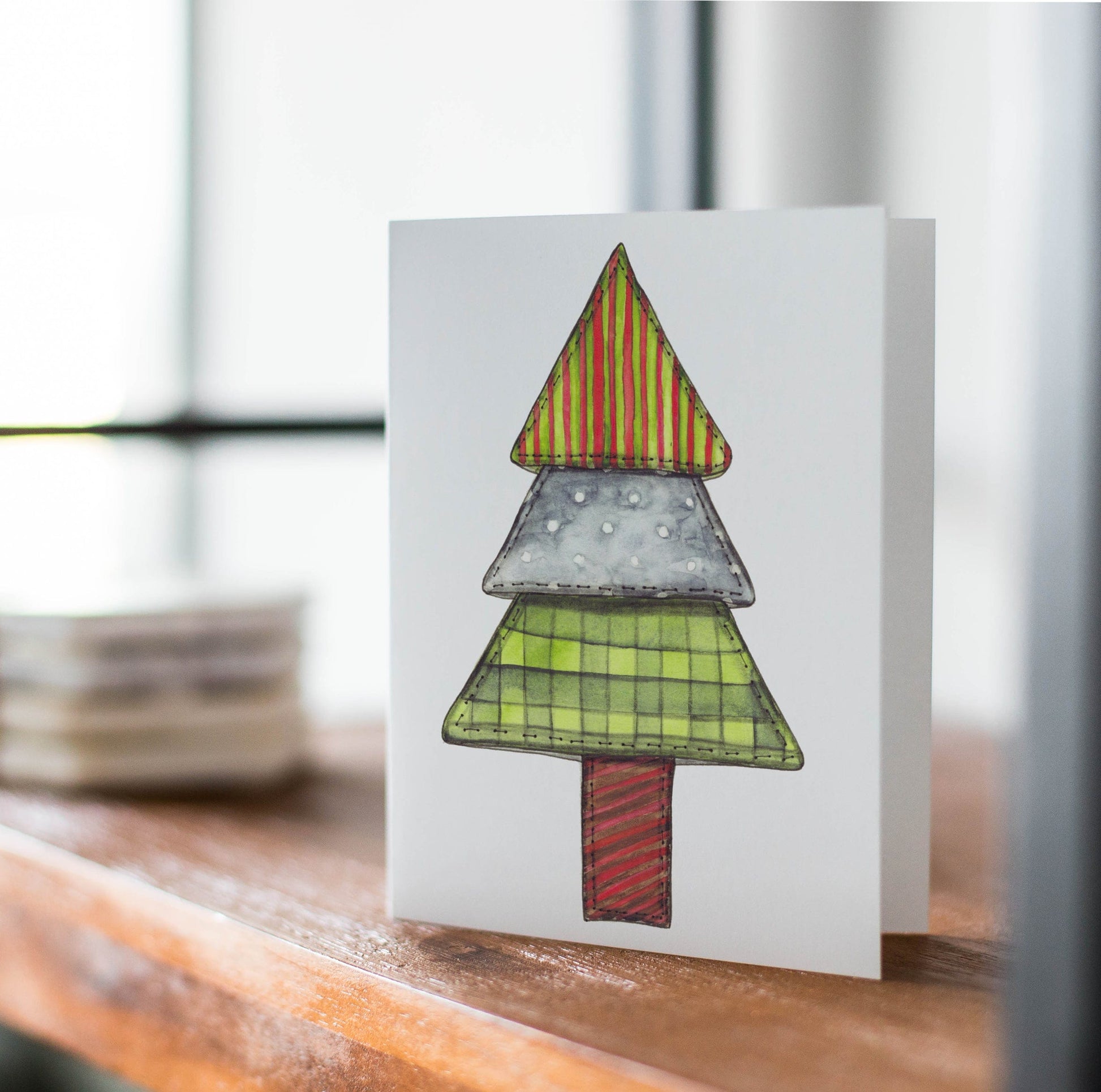 PinkPolish Design Note Cards "Patchwork Ornament" Handmade Notecard