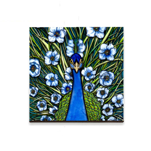 PinkPolish Design Magnets "Peacock Fleur Grande" Wood Refrigerator Magnet