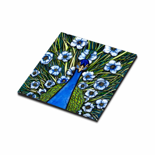 PinkPolish Design Magnets "Peacock Fleur Grande" Wood Refrigerator Magnet