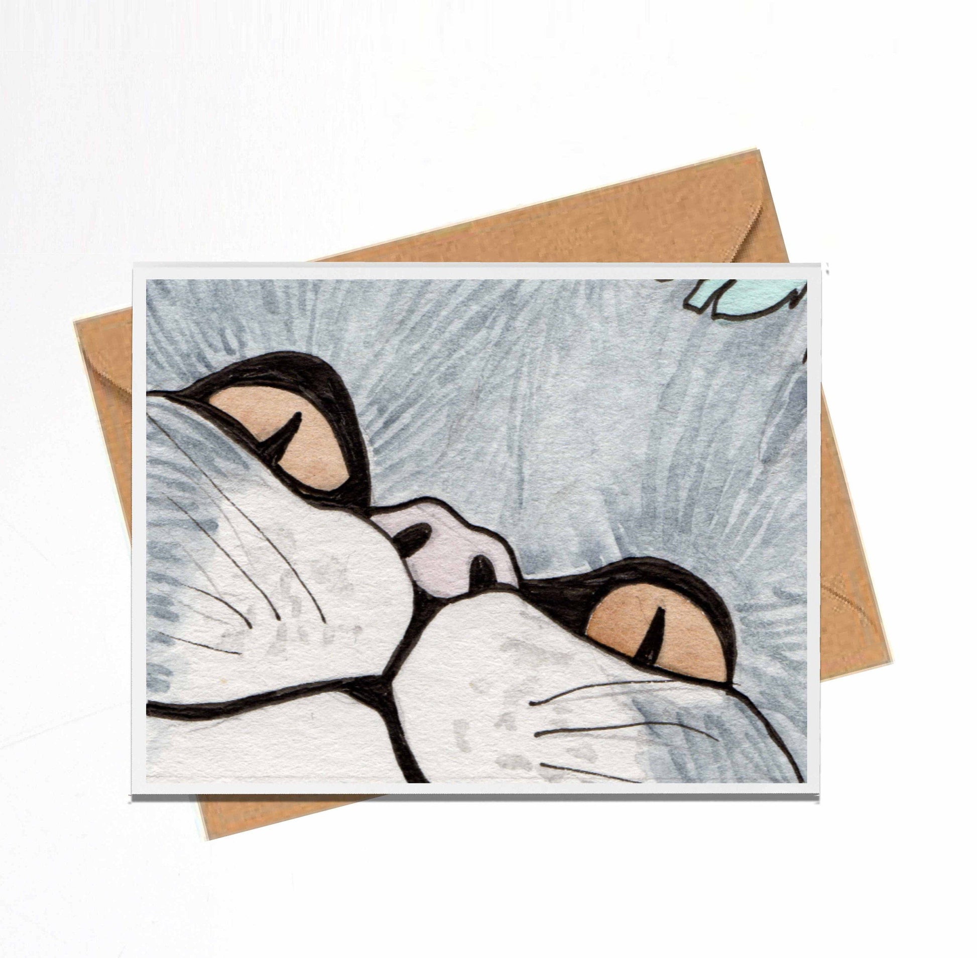 PinkPolish Design Note Cards "Peeking Cat" Handmade Notecard