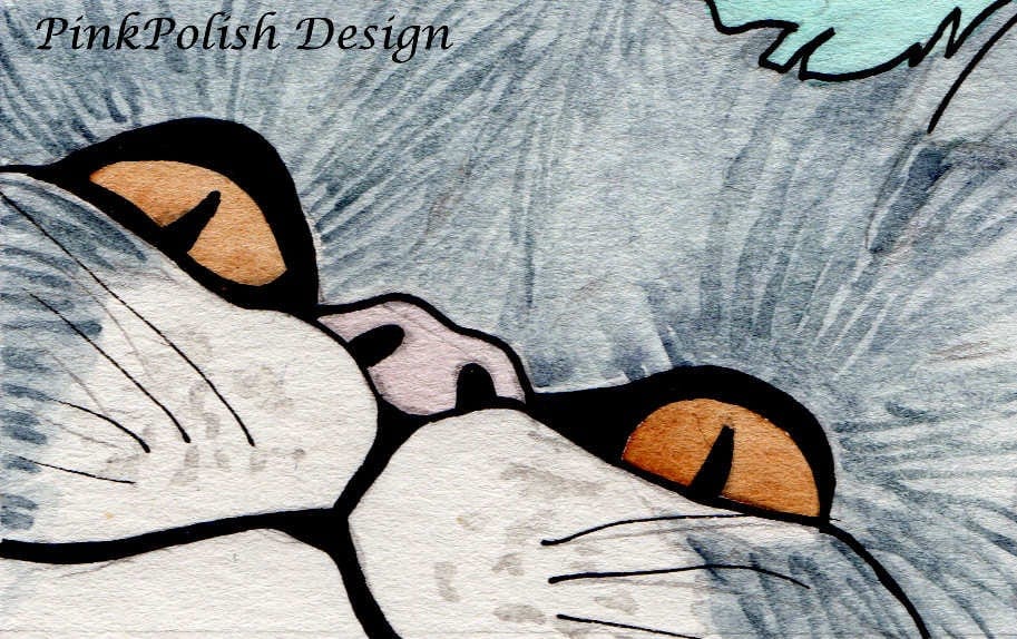 PinkPolish Design Art Prints "Peeking Cat" Watercolor Painting: Art Print