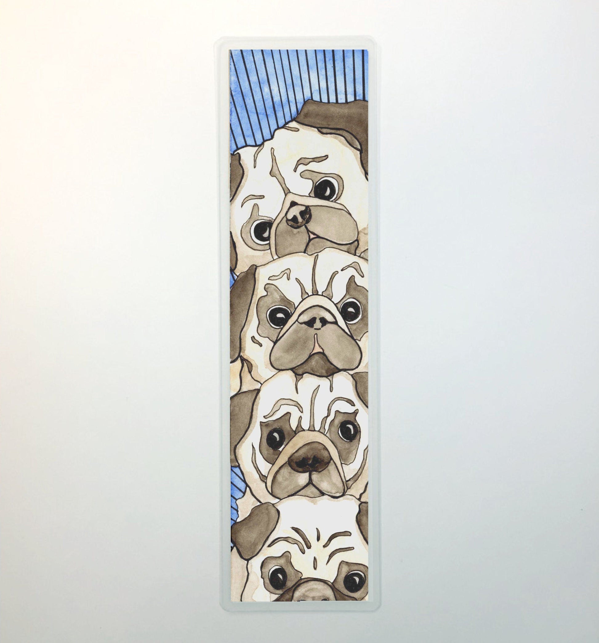 PinkPolish Design Bookmarks "Pile of Pugs" 2-Sided Bookmark