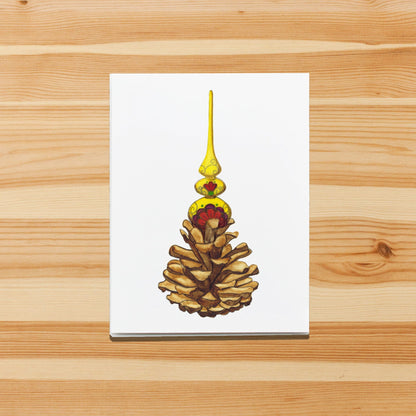 PinkPolish Design Note Cards "Pinecone Ornament" Handmade Notecard