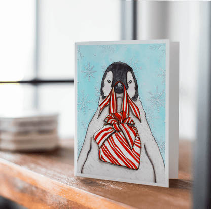 PinkPolish Design Note Cards "Plush Penguin" Handmade Notecard