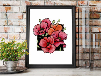 PinkPolish Design Art Prints "Poppies" Watercolor Painting: Art Print