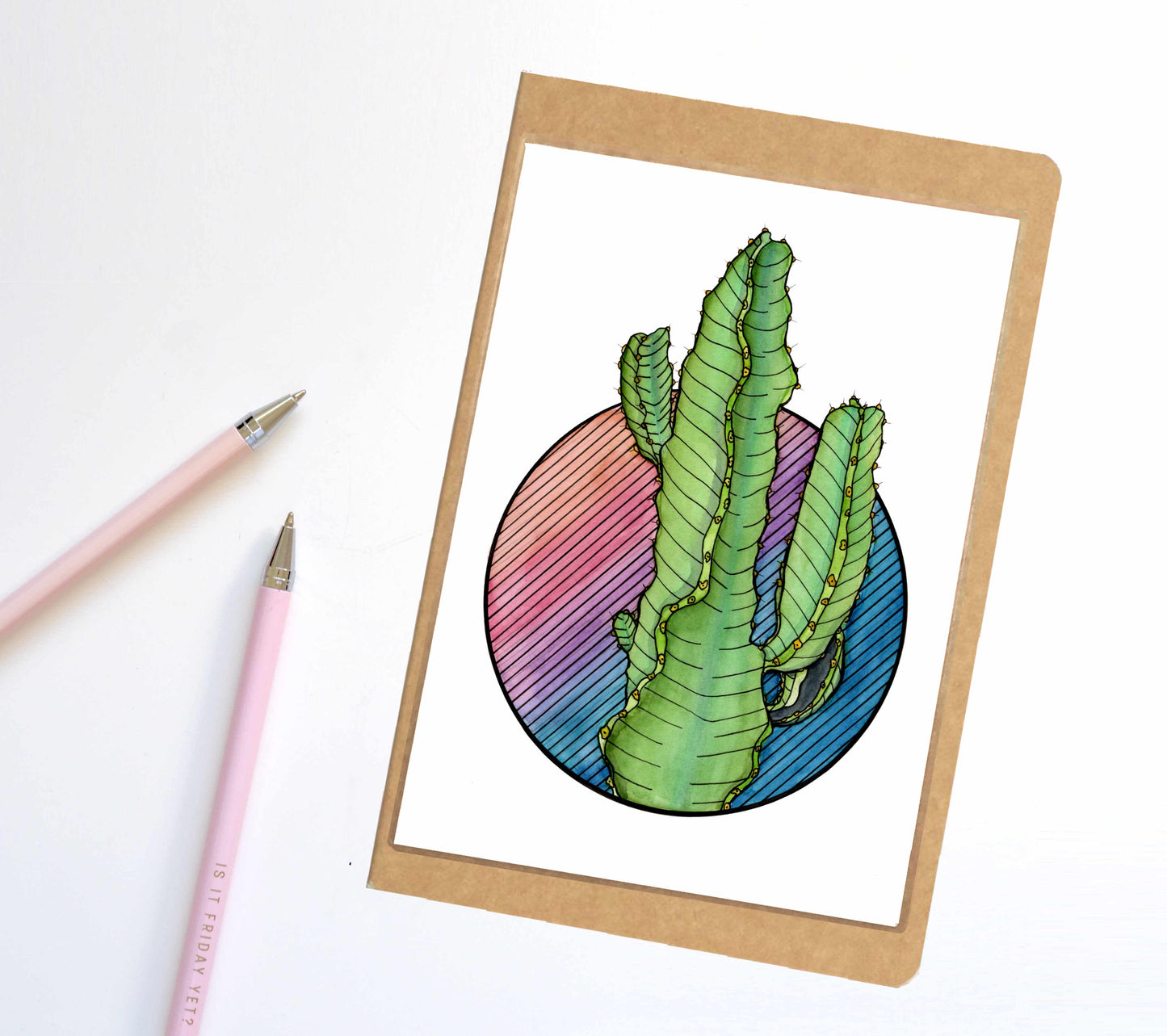 PinkPolish Design Notebook "Prickles the Cactus" Succulent Inspired Notebook / Sketchbook / Journal