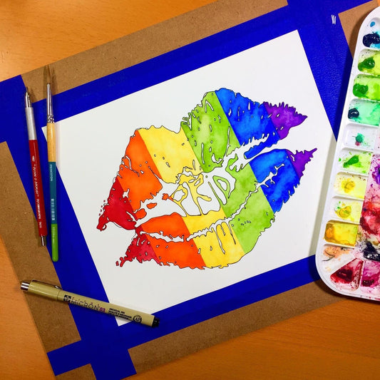 PinkPolish Design Original Art "Pride" LGBTQ+ Inspired Original Watercolor & Ink Illustration