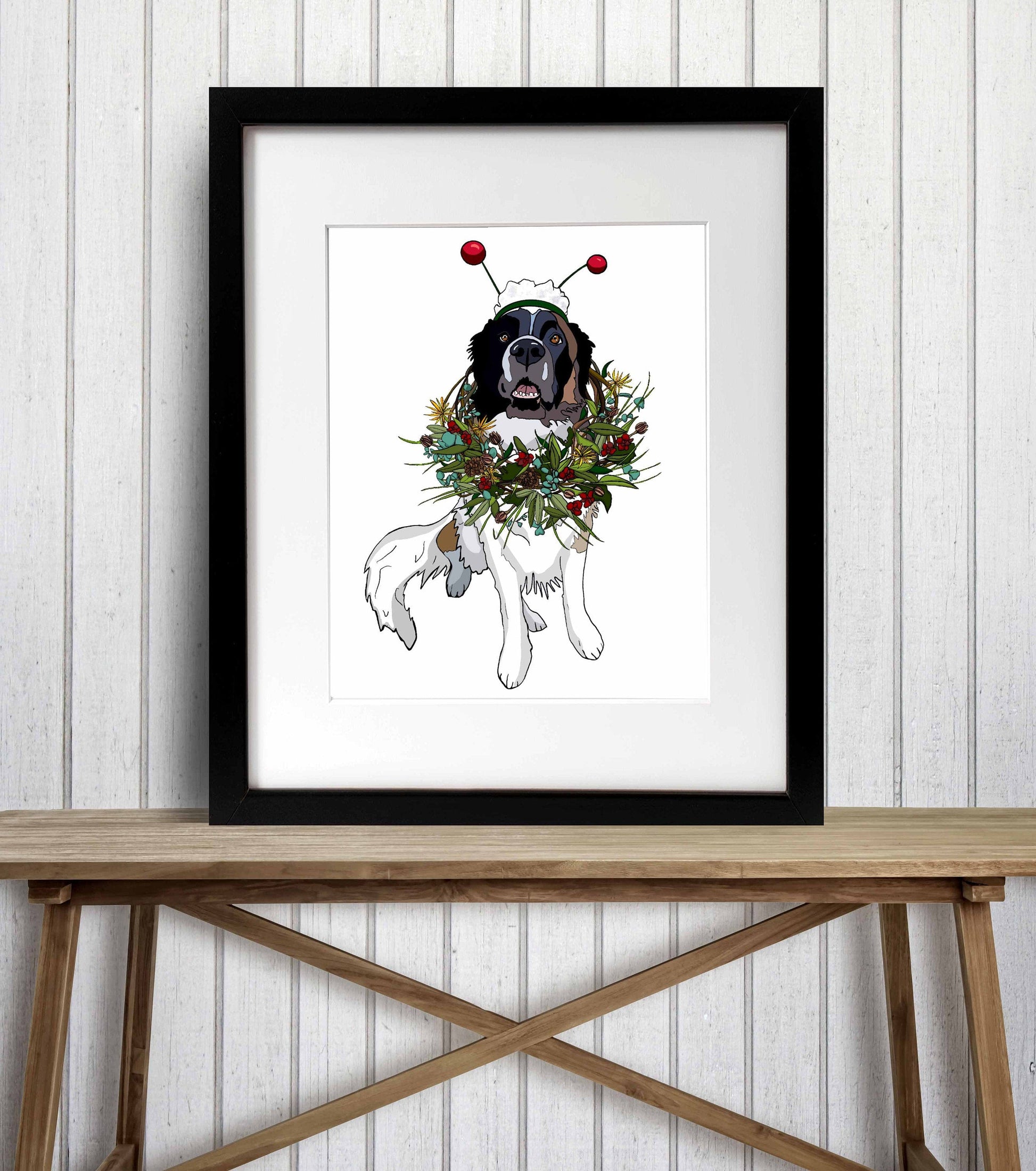 PinkPolish Design Art Prints 8"x10" "Puppy Wreath" Digital Painting: Art Print