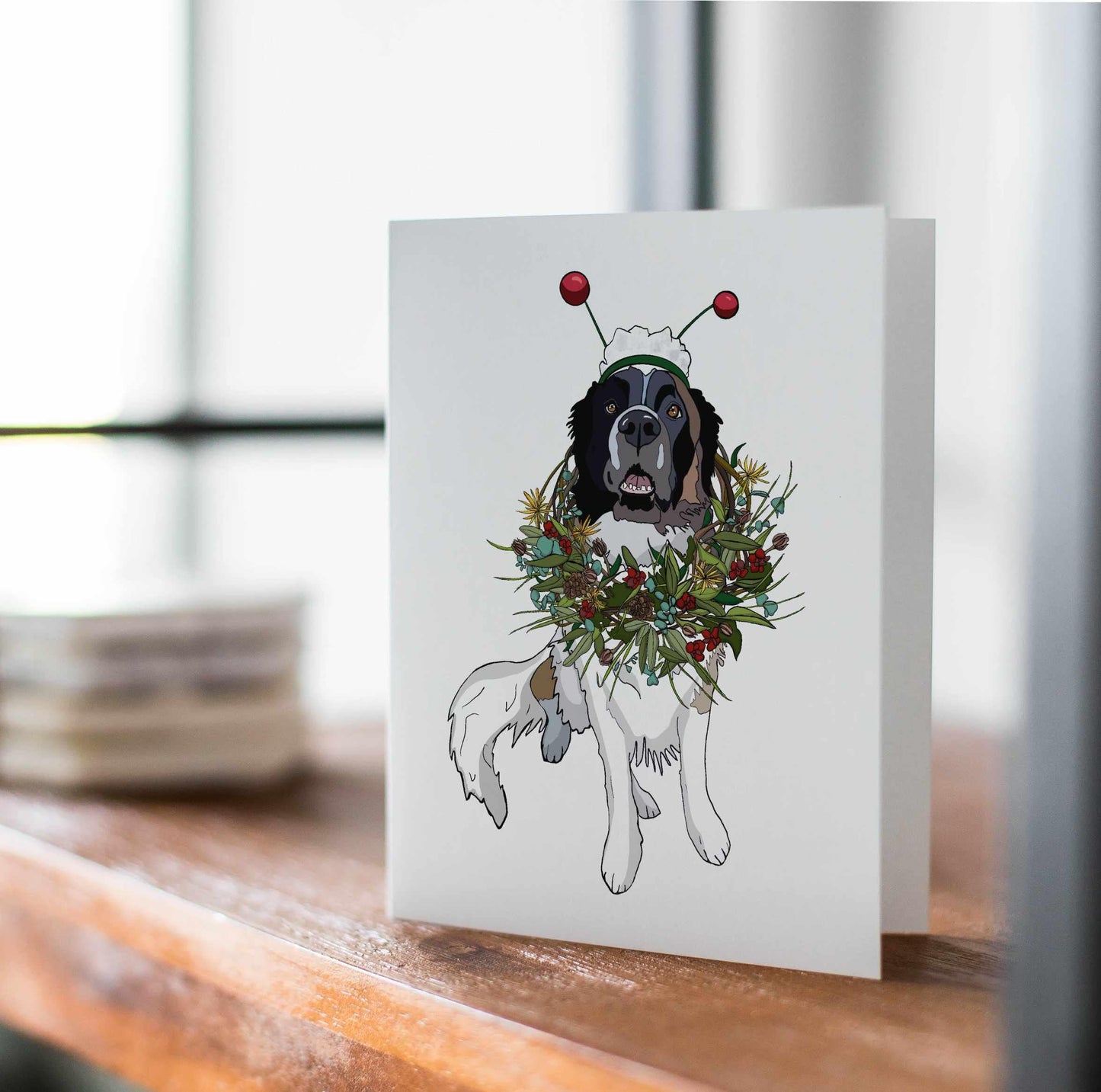 PinkPolish Design Note Cards "Puppy Wreath" Handmade Notecard