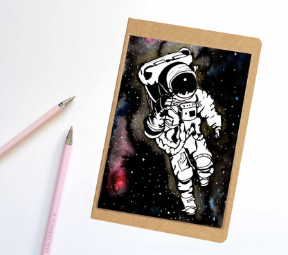 PinkPolish Design Notebook "Q in Space" Astronaut Inspired Notebook / Sketchbook / Journal
