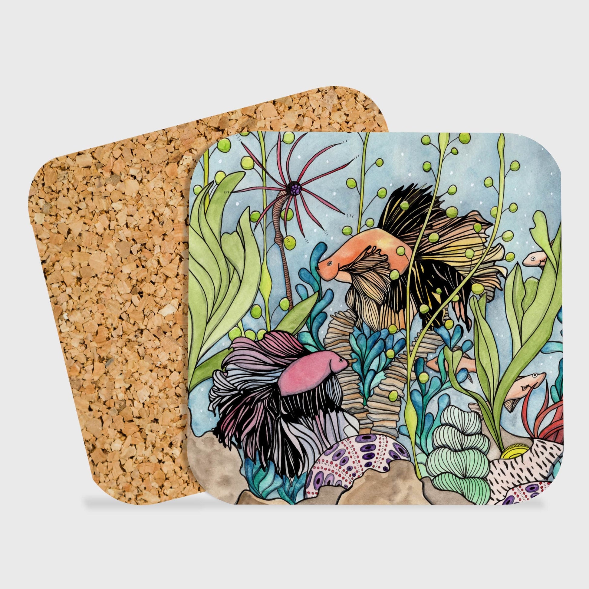 PinkPolish Design Coasters "Quest of the Goldfish" Drink Coaster