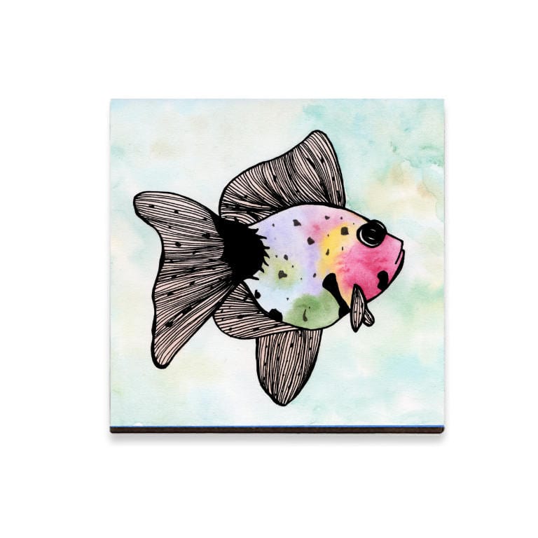 PinkPolish Design Magnets "Rainbow Fish" Wood Refrigerator Magnet