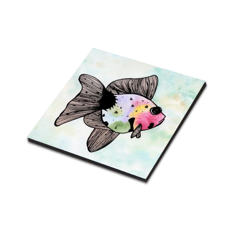 PinkPolish Design Magnets "Rainbow Fish" Wood Refrigerator Magnet