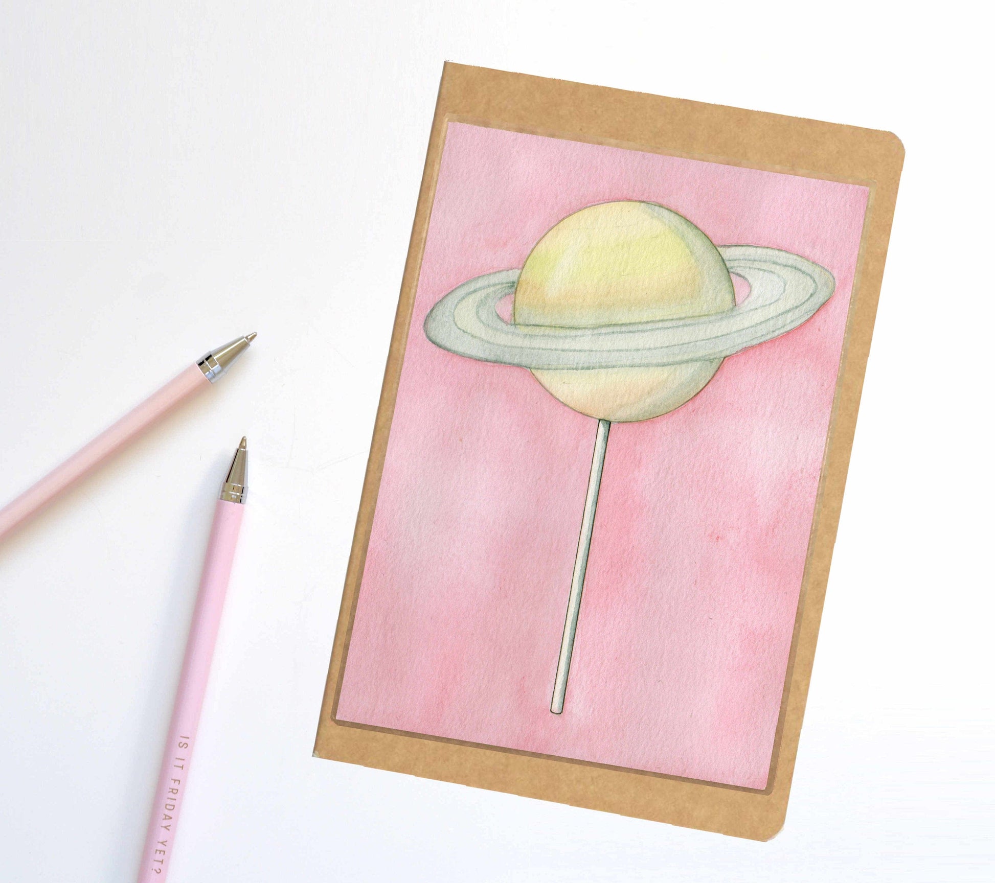 PinkPolish Design Notebook "Saturn Planet Pop" Notebook / Sketchbook / Journal