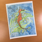 PinkPolish Design Original Art "Sea Dragon" Sea Horse Inspired Original Watercolor & Ink Illustration