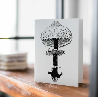 PinkPolish Design Note Cards "Shaggy Parasol Mushroom" Handmade Notecard