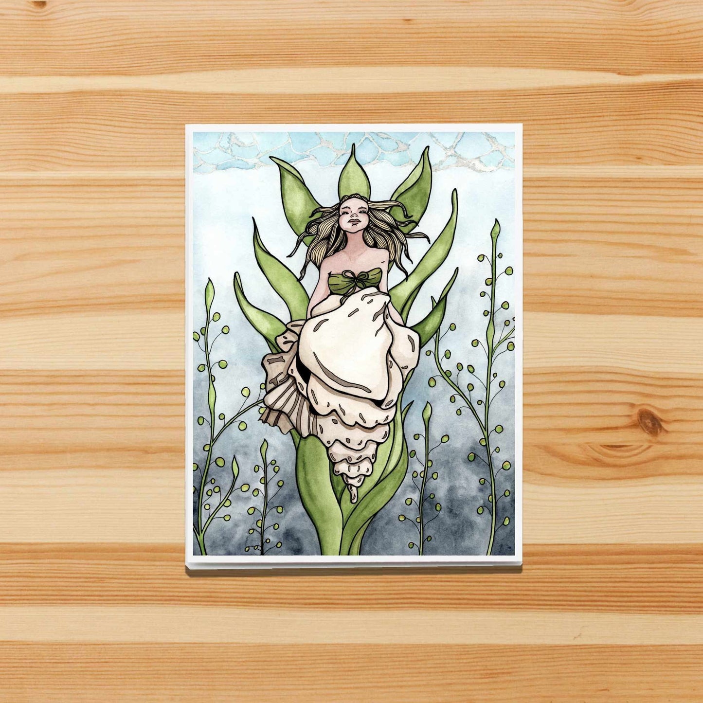 PinkPolish Design Note Cards "Shell Siren" Handmade Notecard