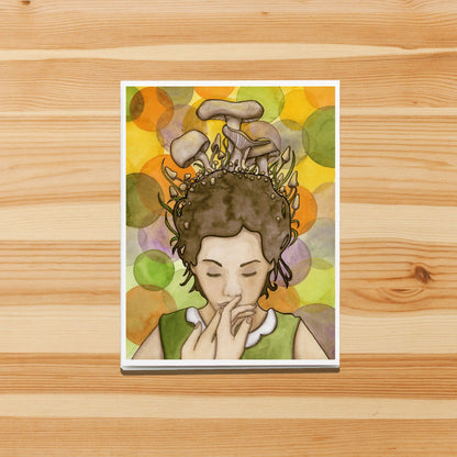 PinkPolish Design Note Cards "Shroom Meditation" Handmade Notecard