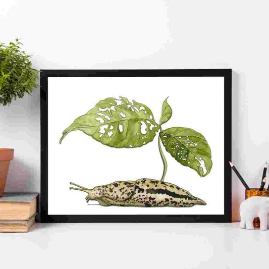 PinkPolish Design Art Prints "Slug Sprout" Watercolor Painting: Art Print