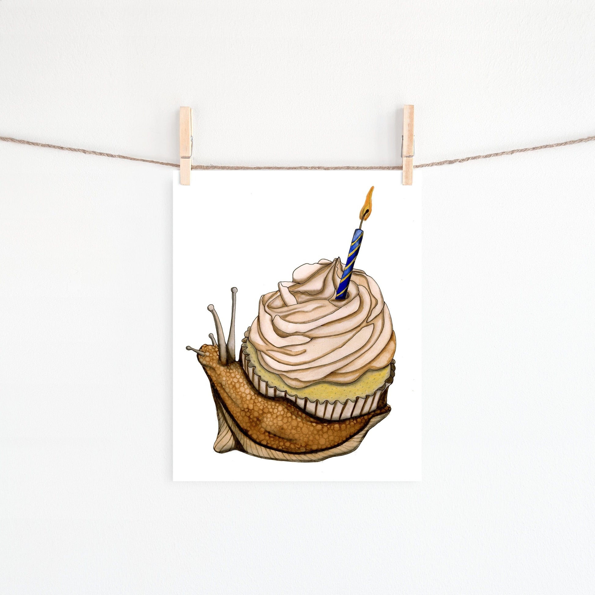 PinkPolish Design Art Prints "Snail Celebration" Watercolor Painting: Art Print